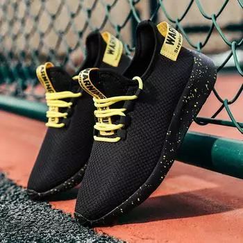 Мужские кроссовки легкие нескользящие кроссовки на шнуровке прогулочная обувь 39 оранжевый/чёрный