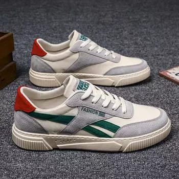 Мужские кроссовки, летние дышащие вулканизированные туфли, удобные туфли на плоской подошве со шнуровкой, корейский стиль, модные парусиновые туфли, теннисные туфли для мужчин 39 зелёный