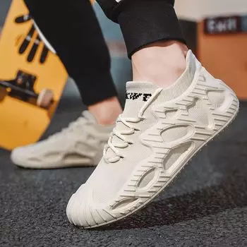 Мужские кроссовки Летние низкие эластичные мужские кроссовки Корейская мужская повседневная обувь 7 покинуть белый