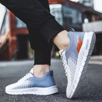 Мужские кроссовки летние сетчатые дышащие кроссовки для ходьбы Tenis Fashion Knit дышащие спортивные туфли для мужчин 39 синий