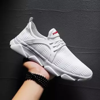 Мужские кроссовки летние сетчатые дышащие кроссовки удобные легкие спортивные туфли мужская повседневная обувь большой размер 39-46 39 белый