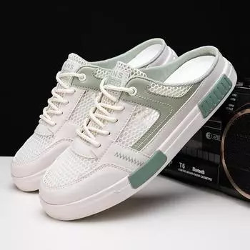 Мужские кроссовки, летние сетчатые дышащие парусиновые туфли, кроссовки, мужские сетчатые лоферы без шнуровки, мужская повседневная прогулочная обувь 39 чёрный