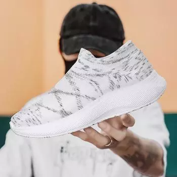 Мужские кроссовки, летняя модная мужская обувь, эластичная сетка, толстая подошва, теннис, противоскользящие, новые, повседневные, спортивные, для бега, на открытом воздухе, мокасины 36 чёрный
