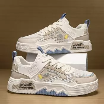 Мужские кроссовки лето 2024 года в стиле «тренд» из белой сетки: Дышащий и стильный 39