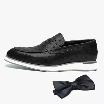 Мужские кроссовки лоферы-пенни на плоской подошве из натуральной коровьей кожи, слипоны с узором под страуса, деловая, для вечеринок, повседневная обувь для платья 38