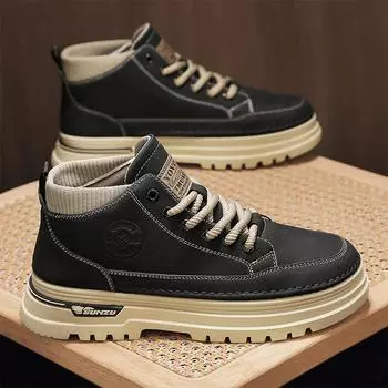 Мужские кроссовки Лоферы Высокие спортивные и досуговые мужские кроссовки Обувь для мужчин Спортивная обувь на платформе Износостойкая мода 39 чёрный