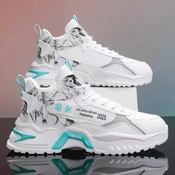 Мужские кроссовки, мода 2024 года, новые белые спортивные туфли с противоскользящей подошвой, удобные, для студентов, модные, повседневные туфли на толстой подошве со шнуровкой 40