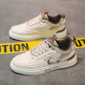 Мужские кроссовки, модная кожаная повседневная обувь 2024 года, летние удобные дышащие кроссовки, уличная обувь для скейтбординга, Tenis Masculino 39 бежевый