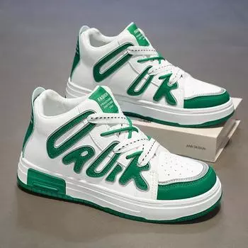 Мужские кроссовки, модная мужская обувь, дышащая однотонная уличная повседневная обувь, мужская обувь с высоким берцем 39 чёрный/белый