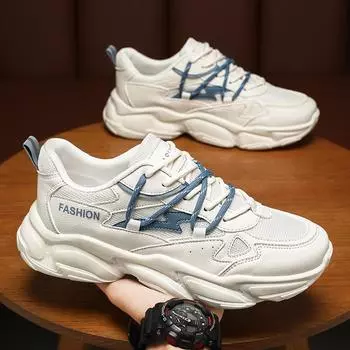 Мужские кроссовки, модная мужская обувь, дышащая однотонная уличная повседневная обувь, мужская обувь с высоким берцем 39 бежевый