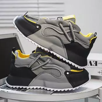 Мужские кроссовки, модная прогулочная обувь для мужчин, кроссовки на платформе, трендовые спортивные кроссовки для бега, модная обувь в британском стиле 39 чёрный