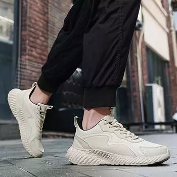 Мужские кроссовки, модные сетчатые кроссовки для активного отдыха, дышащие, повседневные, удобные, теннисные, негабаритные, походные, белые кроссовки для мужчин 39 бежевый