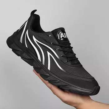 Мужские кроссовки, модные спортивные кроссовки для бега на открытом воздухе, дышащие, повседневные кроссовки, размер 39-46 39 чёрный
