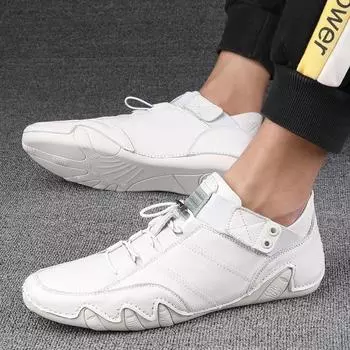 Мужские кроссовки модные весна осень мужская обувь повседневная натуральная кожа для отдыха на открытом воздухе спортивная плоская круглая носовая легкая удобная обувь мужская 6.5