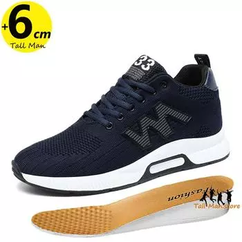 Мужские кроссовки на массивной подошве Лифт для увеличения роста Стелька 6 см Спортивные больших размеров 37-46 37 темно-синий