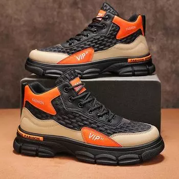 Мужские кроссовки на платформе 2024 года, модная мужская спортивная обувь, толстая подошва, удобные повседневные кроссовки для бега, противоскользящие 39 бежевый