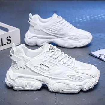 Мужские кроссовки на платформе, модная сетчатая дышащая повседневная обувь, мужские удобные кроссовки в корейском стиле 2024 Tenis Para Hombre 39 чёрный