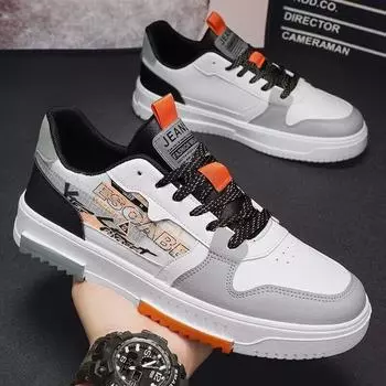 Мужские кроссовки на платформе, нескользящие, повседневные, вулканизированные, удобные, плоские туфли для мужчин 2024 года, черные, из искусственной кожи, для ходьбы 39 чёрный