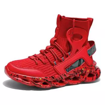 Мужские кроссовки на платформе TUINANLE, классические мужские высокие кроссовки для спорта на открытом воздухе со светоотражающими вставками 39 чёрный