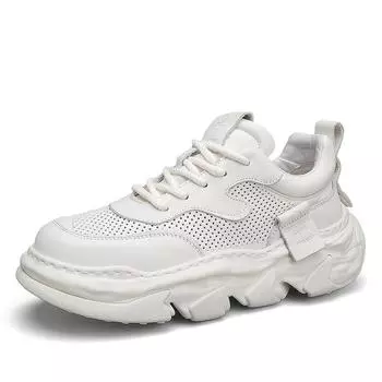 Мужские кроссовки на платформе в уличном стиле, дышащие прогулочные кроссовки с сеткой, новые повседневные мужские кроссовки для бега, баскетбола, массивные 39 чёрный