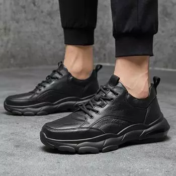 Мужские кроссовки на шнуровке из натуральной кожи, повседневная обувь, простые черные мужские офисные деловые туфли, модные оксфордские туфли, универсальные 39