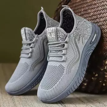 Мужские кроссовки на шнуровке, летние, новые, повседневные, с круглым носком, дышащие, легкие, с мягкой подошвой, нескользящие, с толстой подошвой, одинарные туфли 39 чёрный