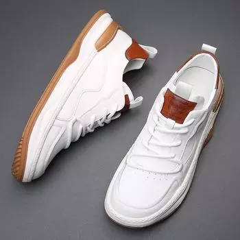 Мужские кроссовки на шнуровке, новое поступление, для скейтбординга на открытом воздухе, модные, индивидуальные, мужские кроссовки из натуральной кожи, универсальная повседневная обувь для мужчин 38 чёрный