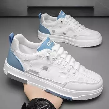 Мужские кроссовки на шнуровке, рваные кроссовки для скейтбординга с хорошим сцеплением, дышащие кроссовки для ходьбы 2024 39