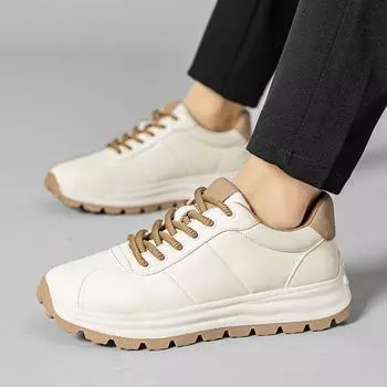 Мужские кроссовки на шнуровке, удобная обувь для активного отдыха, водонепроницаемая кожаная повседневная обувь для мужчин, белые кроссовки на плоской подошве Zapatillas Hombre 6.5