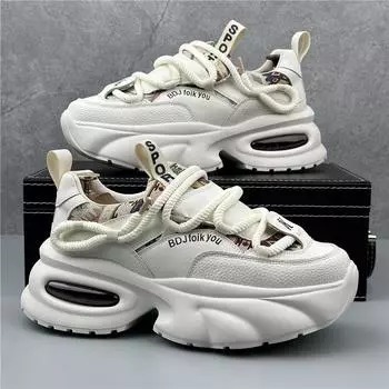 Мужские кроссовки на толстой подошве, белые туфли, модные туфли на плоской подошве для мужчин, удобные дышащие вулканизированные кроссовки, мужская дизайнерская обувь 38 чёрный