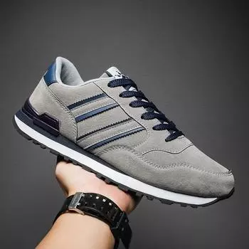 Мужские кроссовки на толстой подошве из замши, мужская повседневная обувь, стильные кроссовки, кроссовки для бега, нескользящие резиновые, мужские кроссовки со шнуровкой, размер плюс 45 38 серый