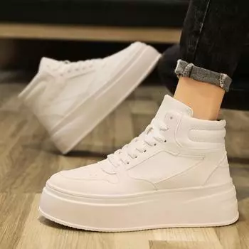 Мужские кроссовки на толстой подошве, повседневная обувь, высокие удобные ботильоны, амортизирующие баскетбольные туфли Chaussure Homme 39 чёрный