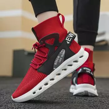 Мужские кроссовки на толстой подошве с высоким подъемом, белые, красные, черные, спортивные кроссовки, синие, кроссовки, большой размер, легкие EU: 40 чёрный
