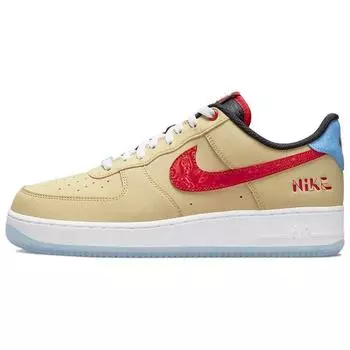 Мужские кроссовки Nike Air Force 1 07 LV8 Satellite Cream Sesame University-Red DQ7628-200 43