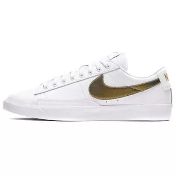 Мужские кроссовки Nike Blazer Low Premium White Metallic Gold Fir-Metallic-Gold BQ7460-101