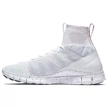 Мужские кроссовки Nike Free Flyknit Mercurial Triple White White-Pure-Platinum-University-Red 805554-100