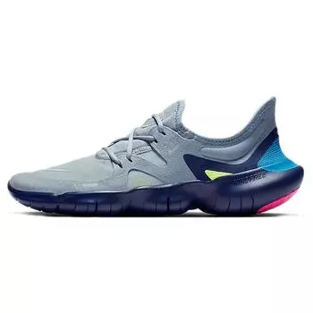 Мужские кроссовки Nike Free RN 5.0 Obsidian Mist Blue Midnight-Navy-Volt-Metallic-Silver AQ1289-400