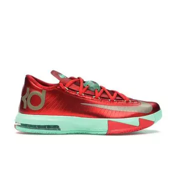 Мужские кроссовки Nike KD 6 Christmas Red Light-Crimson Metallic-Gold-Green-Glow 599424-601