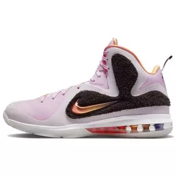 Мужские кроссовки Nike LeBron 9 Regal розовые разноцветные бархатно-коричневые DJ3908-600 40