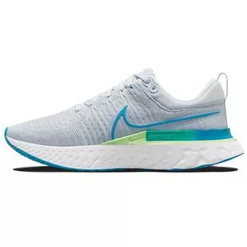 Мужские кроссовки Nike React Infinity Run Flyknit 2 Pure Platinum Emerald Laser Blue Grey Lime-Glow Emerald-Green CT2357-007 44