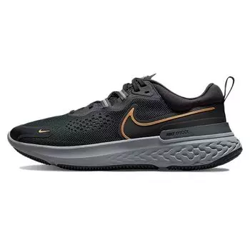 Мужские кроссовки Nike React Miler 2 Black Metallic Gold Dark-Smoke-Grey Particle-Grey CW7121-005 44