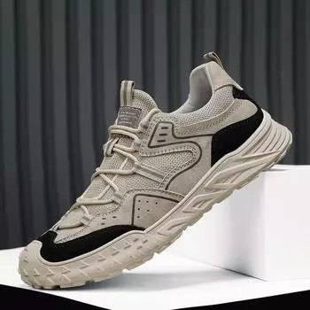 Мужские кроссовки, новинка 2024 года, летняя дышащая повседневная обувь, легкая уличная нескользящая походная обувь с сетчатой поверхностью 39 серый