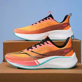 Мужские кроссовки, новые, большого размера, легкие, сетчатые, красные, кролик 7, амортизирующие и дышащие, повседневные, спортивные кроссовки для бега по углеродному волокну 36