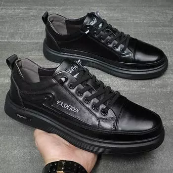 Мужские кроссовки, новые универсальные модные туфли, повседневная обувь из коровьей кожи с верхним слоем, мужские туфли без застежек из натуральной кожи 38