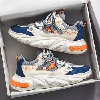 Мужские кроссовки осень 2024 года, дышащая сетка, спортивная обувь для отдыха, кроссовки на шнуровке, толстая подошва, увеличивающая рост, модная повседневная обувь 39 серый