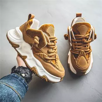 Мужские кроссовки осень 2025 года на толстой подошве, повседневные, спортивные, удобные, универсальные, с мягкой подошвой, для подростков и пап, модные кроссовки 39 хаки