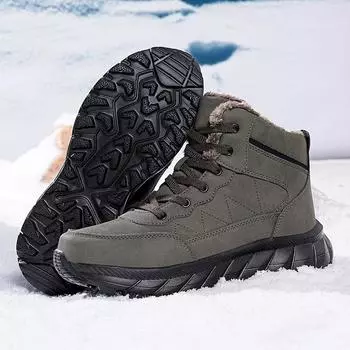 Мужские кроссовки Outdoors Plush Теплые зимние водонепроницаемые ботинки высокого качества с нескользящей подошвой для походов Зимняя обувь для мужчин на работу 39 чёрный