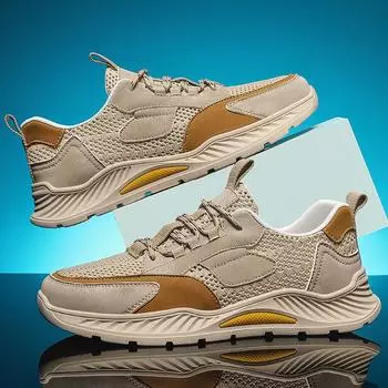 Мужские кроссовки, повседневная обувь с дышащей сеткой 39 песочный