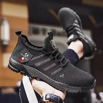 Мужские кроссовки, повседневные кроссовки, легкие кроссовки, дышащая сетчатая спортивная обувь для активного отдыха, модная спортивная обувь для мужчин 40 чёрный