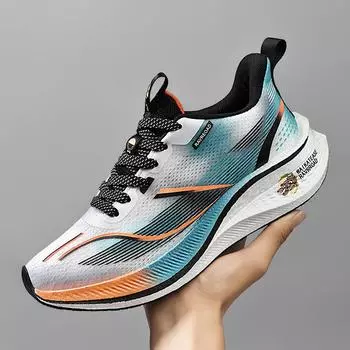 Мужские кроссовки Professional Marathon Lightweight Carbon Plate Sports Running Shoes Anti-Slip Shock Absorbing Training Shoes 38 белый